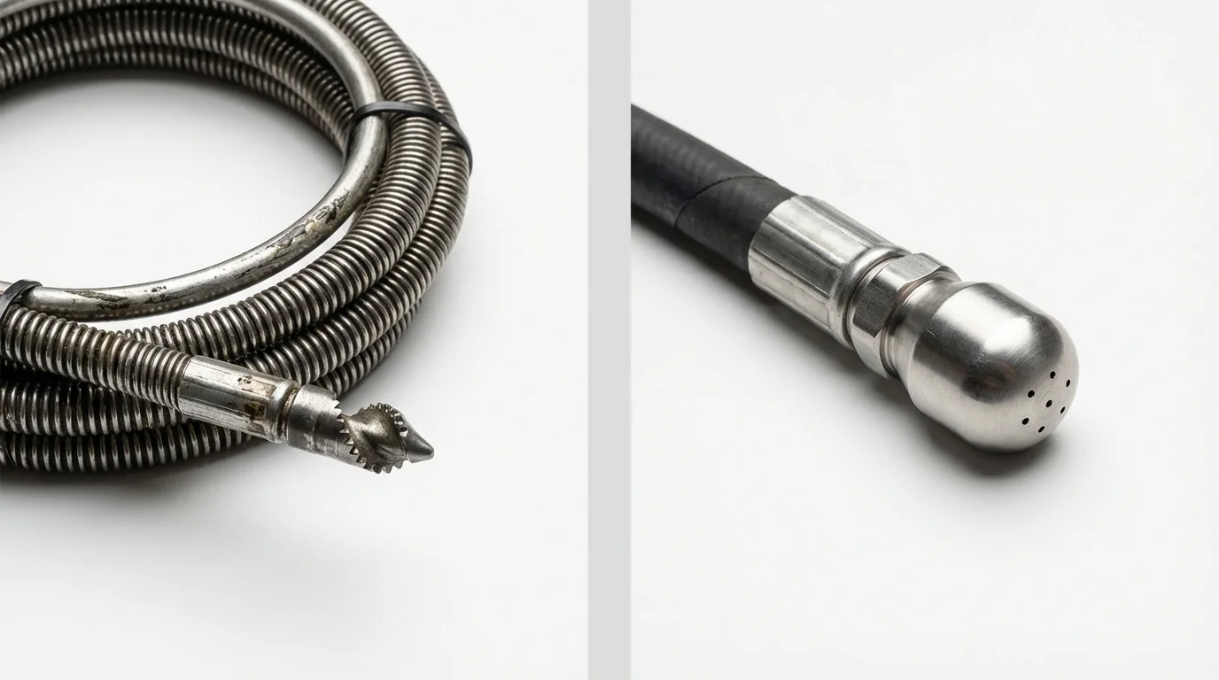 Drain snake cable and hydro jetting nozzle used for drain cleaning in Grant, NE